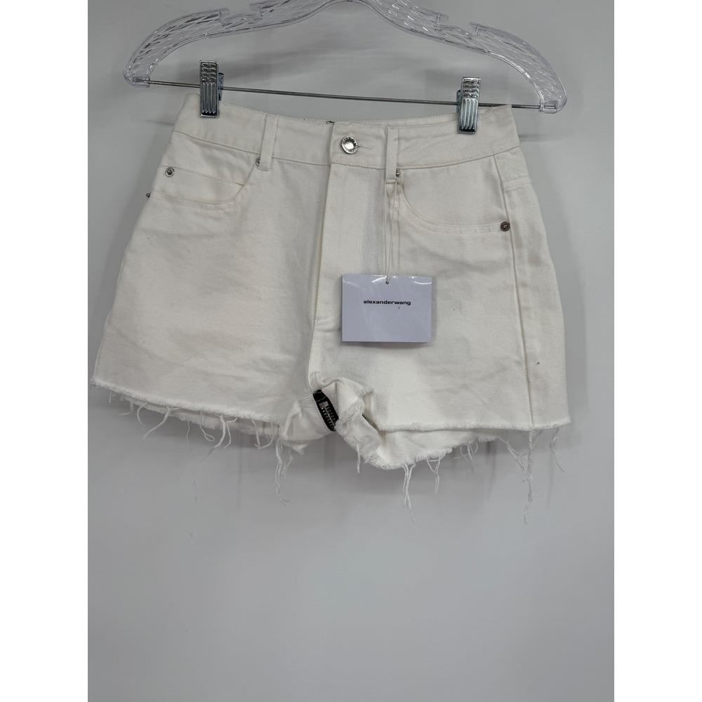 NWT Alexander Wang Bite Zip High Rise Jean Shorts Cut Off Off White Sz 27